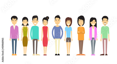 Asian People Group Casual Crowd