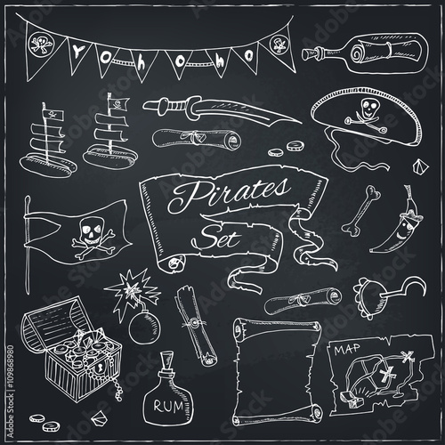 Pirates set Isolated  Vector illustration.