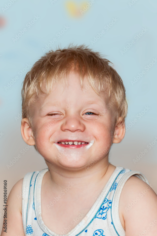 Funny baby grimaces.