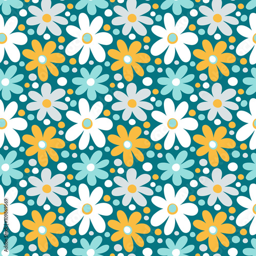 Fototapeta Naklejka Na Ścianę i Meble -  Seamless pattern with decorative daisy flowers