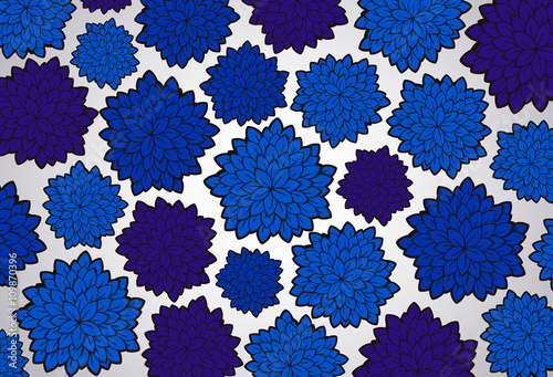 Vector zendoodle tattoo blue floral background. Floral doodle ze