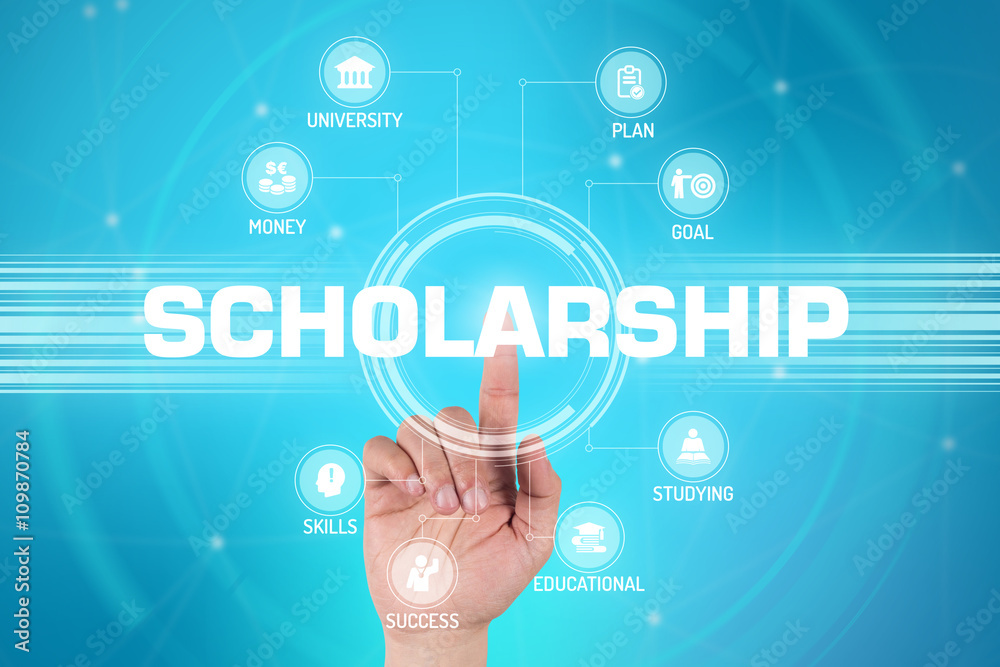 SCHOLARSHIP Concept with Icons and Keywords SCHOLARSHIP Concept with Icons and Keywords