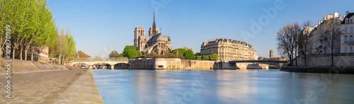 Paris, panorama over river Seine with Notre-Dame Cathedral