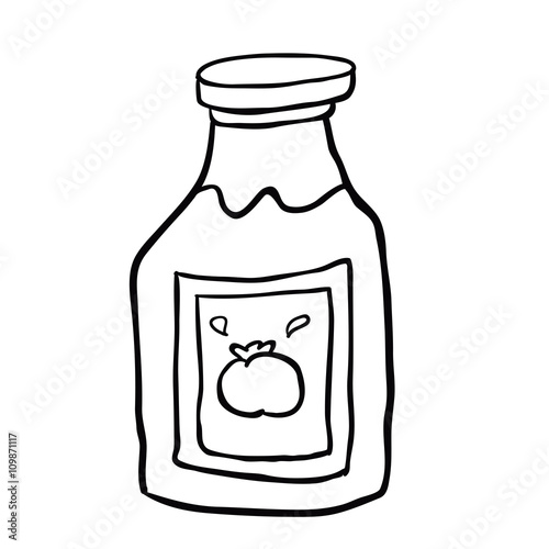 black and white freehand drawn cartoon ketchup