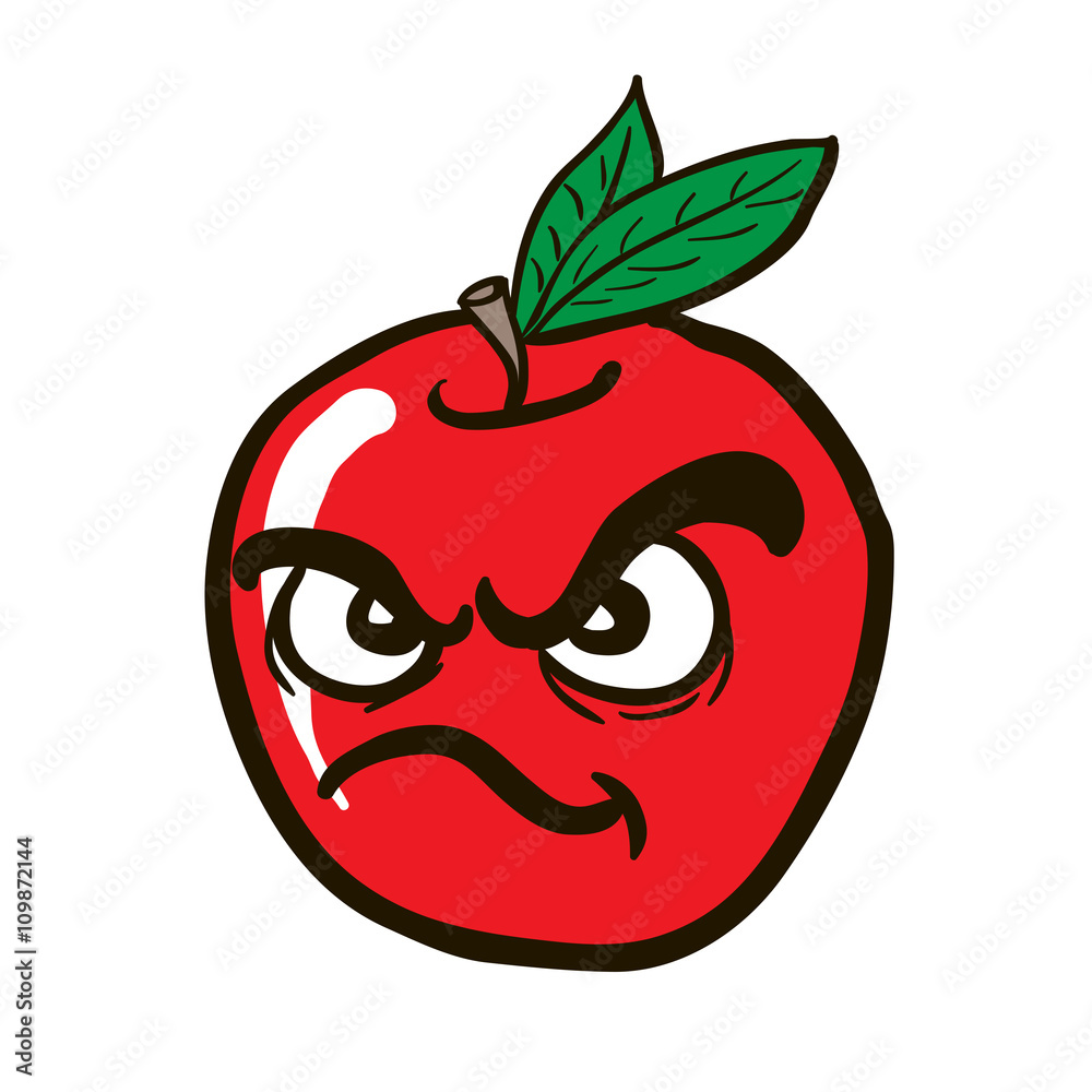 freehand drawn angry apple freehand drawn angry apple