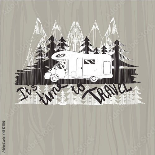 lettering travel, typographic, camp calligraphy, silhouette trai