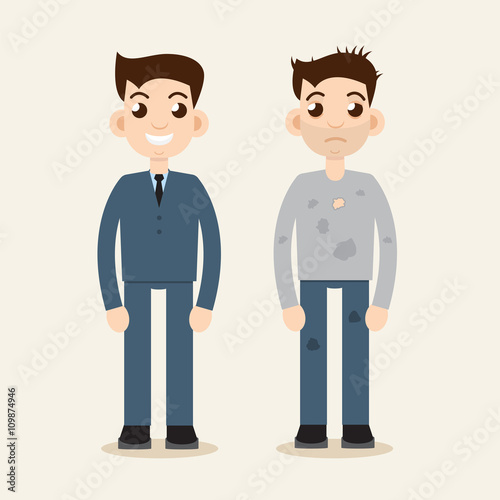PrintRich and poor man. Wealth and poverty. Poor Beggar