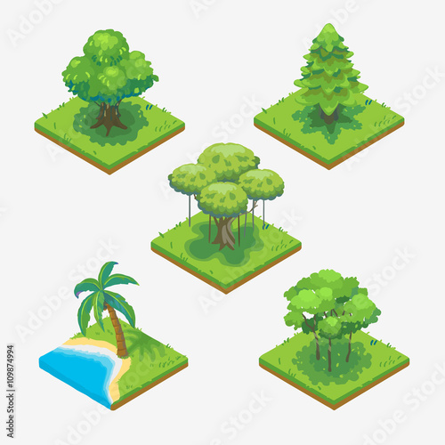 tree isometric vector isolated.