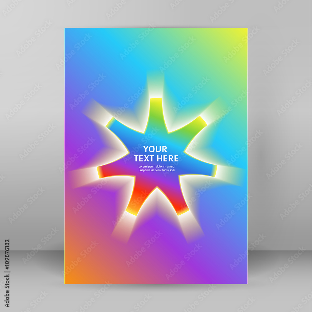 rainbow background presentation template format A4 Cover page Stock