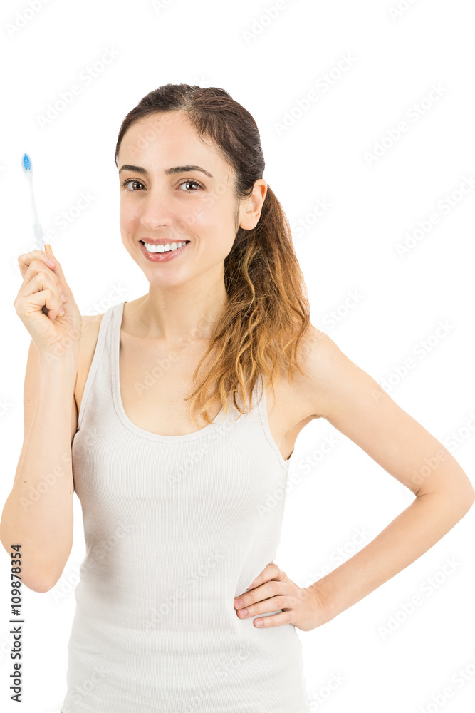 Beautiful woman with her toothbrush Beautiful woman with her toothbrush