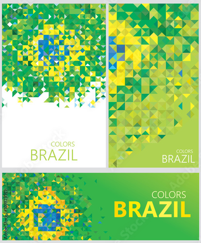 Abstract Brazil Flag, Brazilian Colors Polygon (Vector Art)