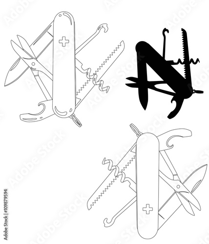 swiss army knife lineart