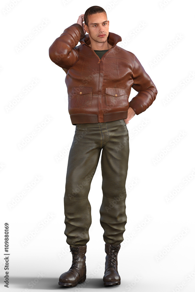Young stylish handsome man contemplating isolated on white. 3d illustration. Young stylish handsome man contemplating isolated on white. 3d illustration.