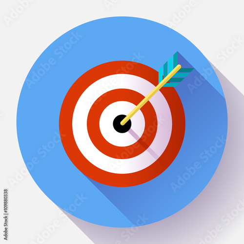 Target marketing icon. with arrow symbol. Flat vector design style.