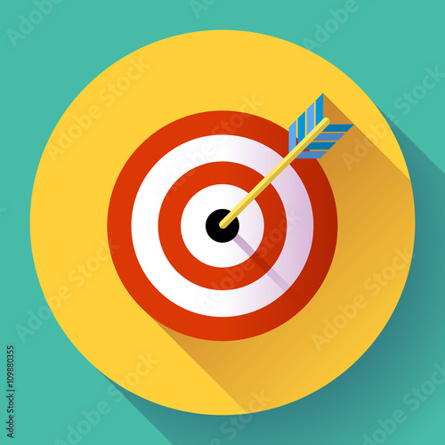 Target marketing icon. with arrow symbol. Flat vector design style.