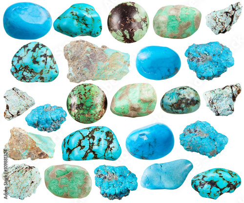 set of various turquoise and imitation gemstones photo