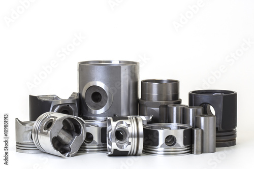 auto piston parts white background isolated