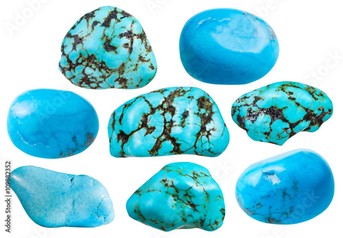set of turkvenite (blue howlite) gemstones