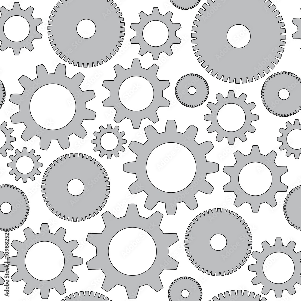 Vector seamless background in tech style with gray gears