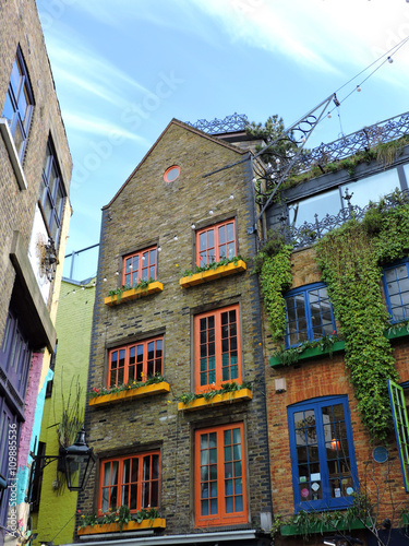 Bright brick houses in the yard