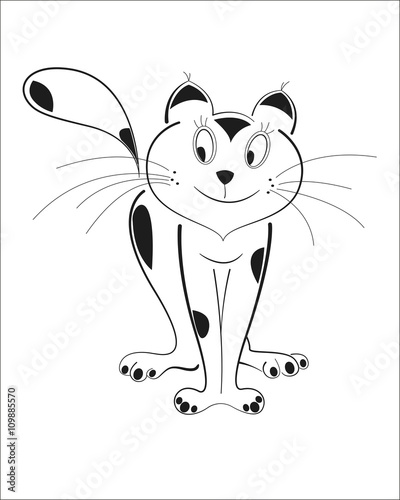 Cunning cat isolated black outline vector image