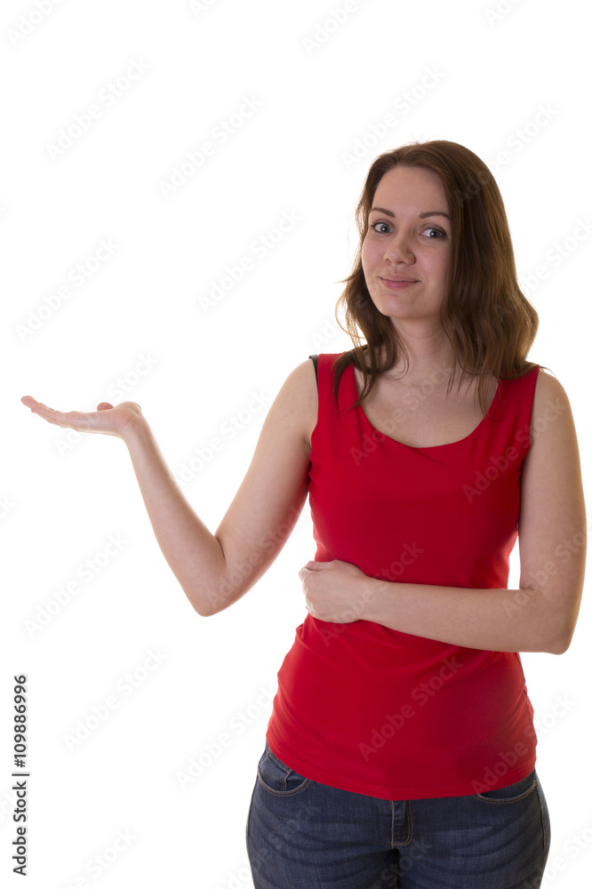 beautiful girl in a red shirt on a white background studio photo beautiful girl in a red shirt on a white background studio photo