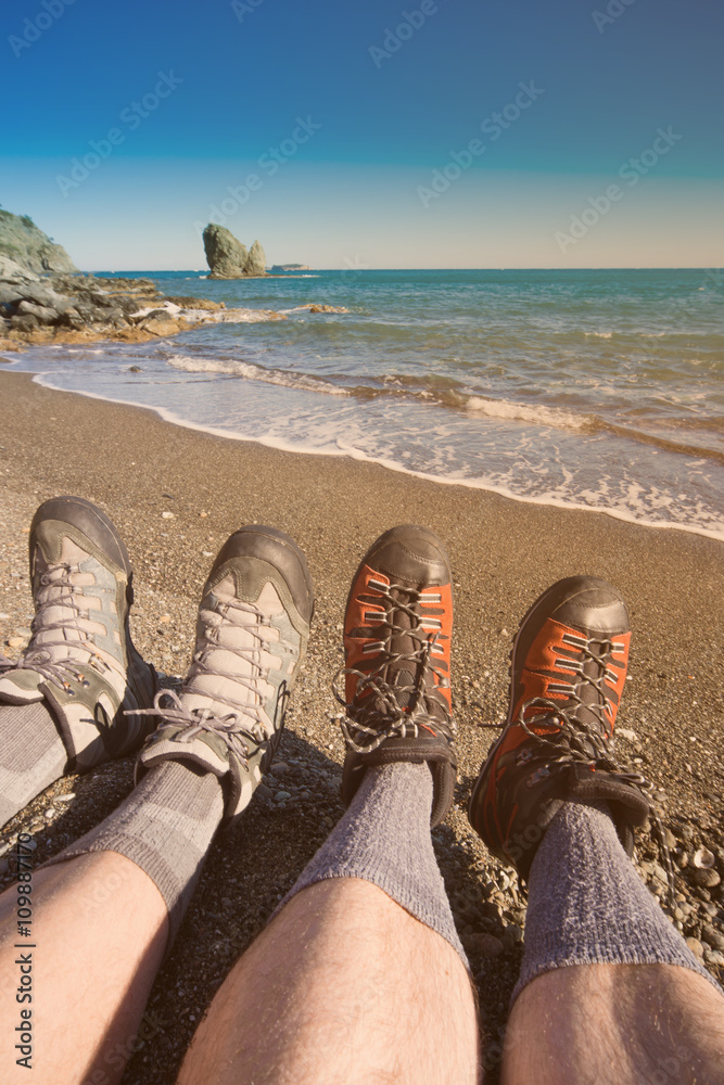 Naklejka premium Trekking through the National Park along the coast.
