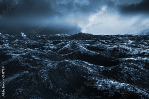 Composite image of rough blue ocean photo