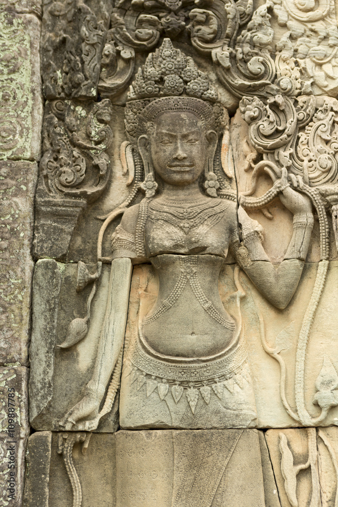 Beautiful Aspara at Preah Khan temple,  UNESCO site in Cambodia