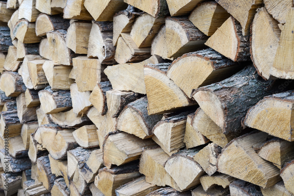 Wood stack from an angle in natural light Wood stack from an angle in natural light
