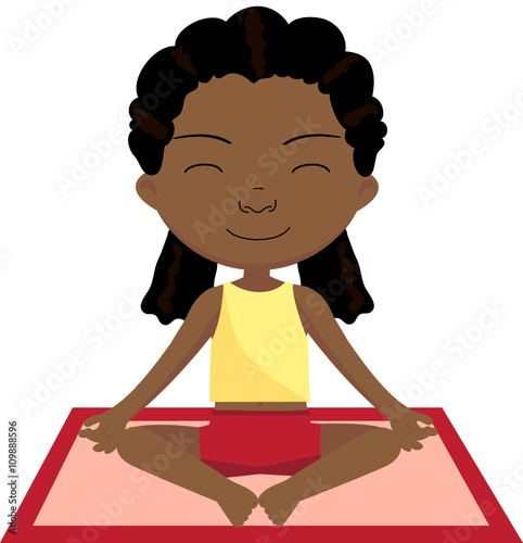 African girl doing yoga exercise