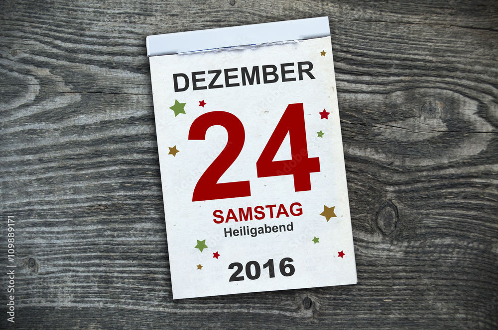 Abreißkalender Kalender mit Heiligabend 2016 foto de Stock | Adobe Stock