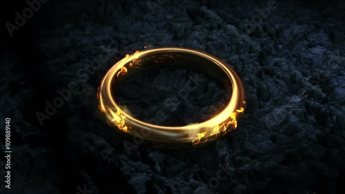 Gold ring. Text appears on the ring.