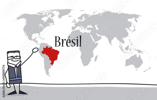 Présentation du Brésil sur une carte du monde