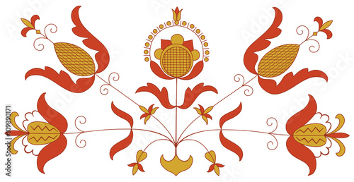 Antique floral embroidery pattern originated from the 17th century