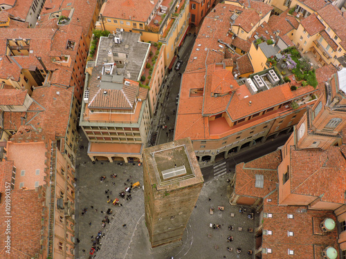 View of Bologna city center from the tower of Asinelli