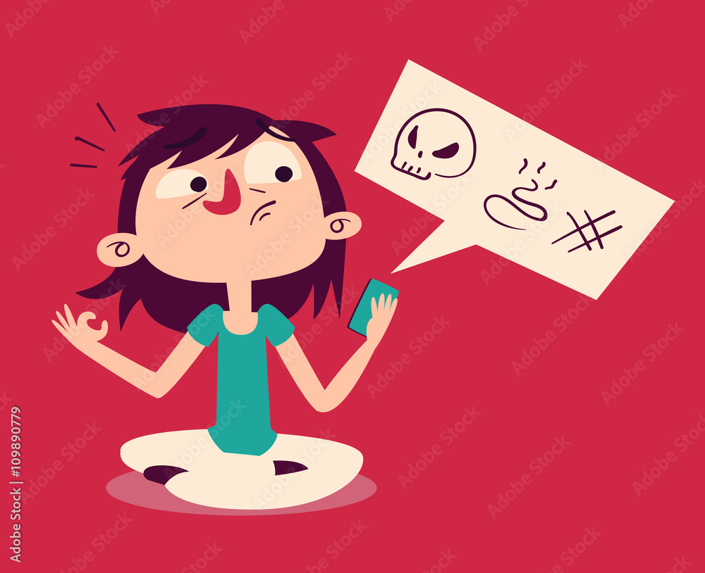 Girl Failing to Meditate Looking at Phone