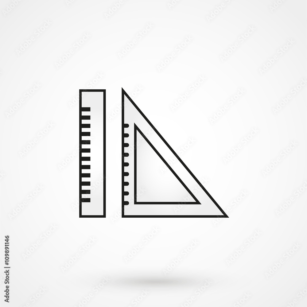 Icon of ruler and set square vector Icon of ruler and set square vector