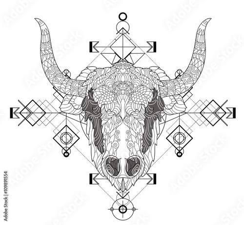 Front view of yak head doodle