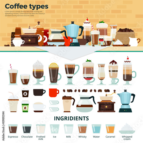 Different coffee on the table 