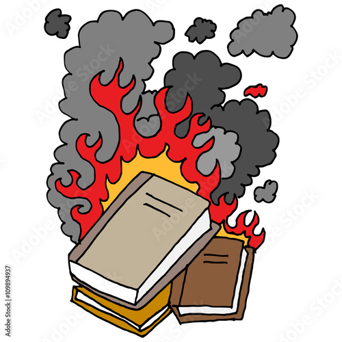 burning books cartoon