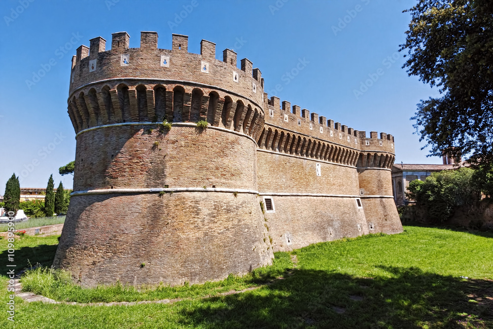View of the roman castle of Giulio II , Ostia Antica - Italy