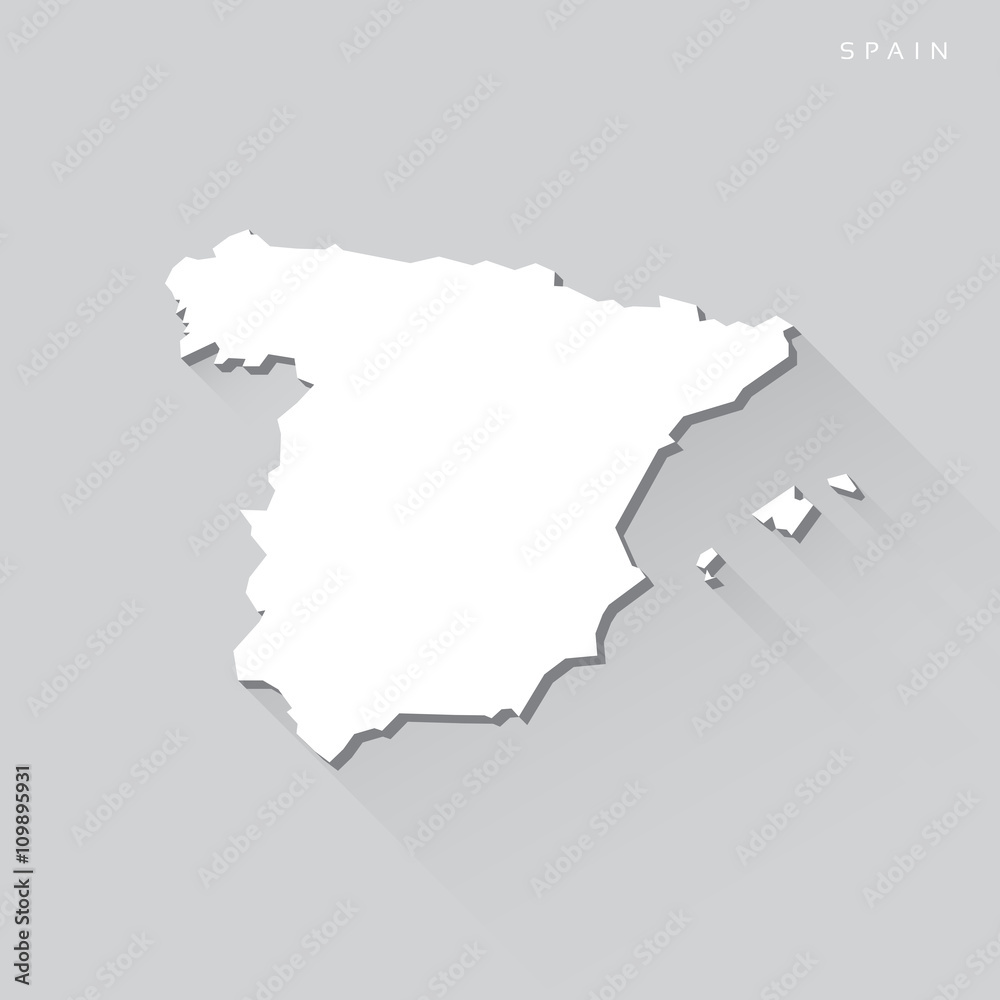 Fototapeta premium Spain Long Shadow Vector Map