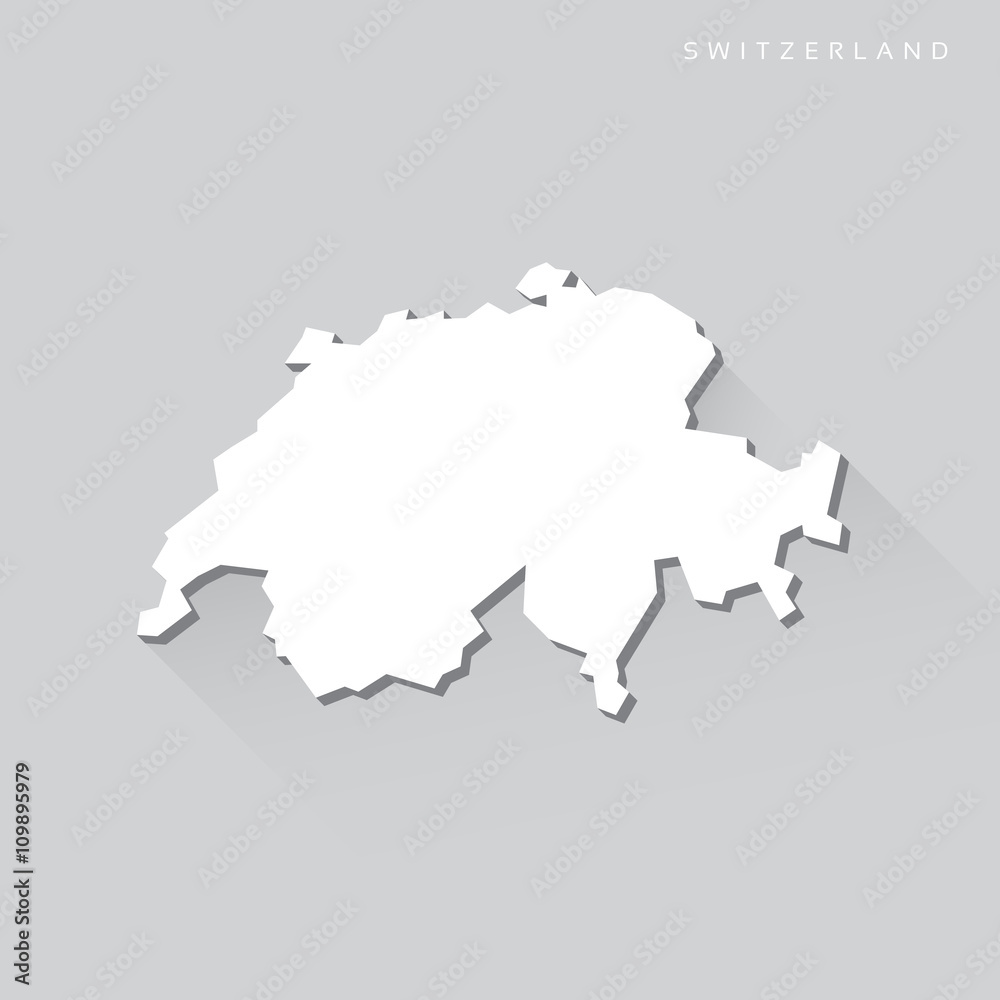 Switzerland Long Shadow Vector Map