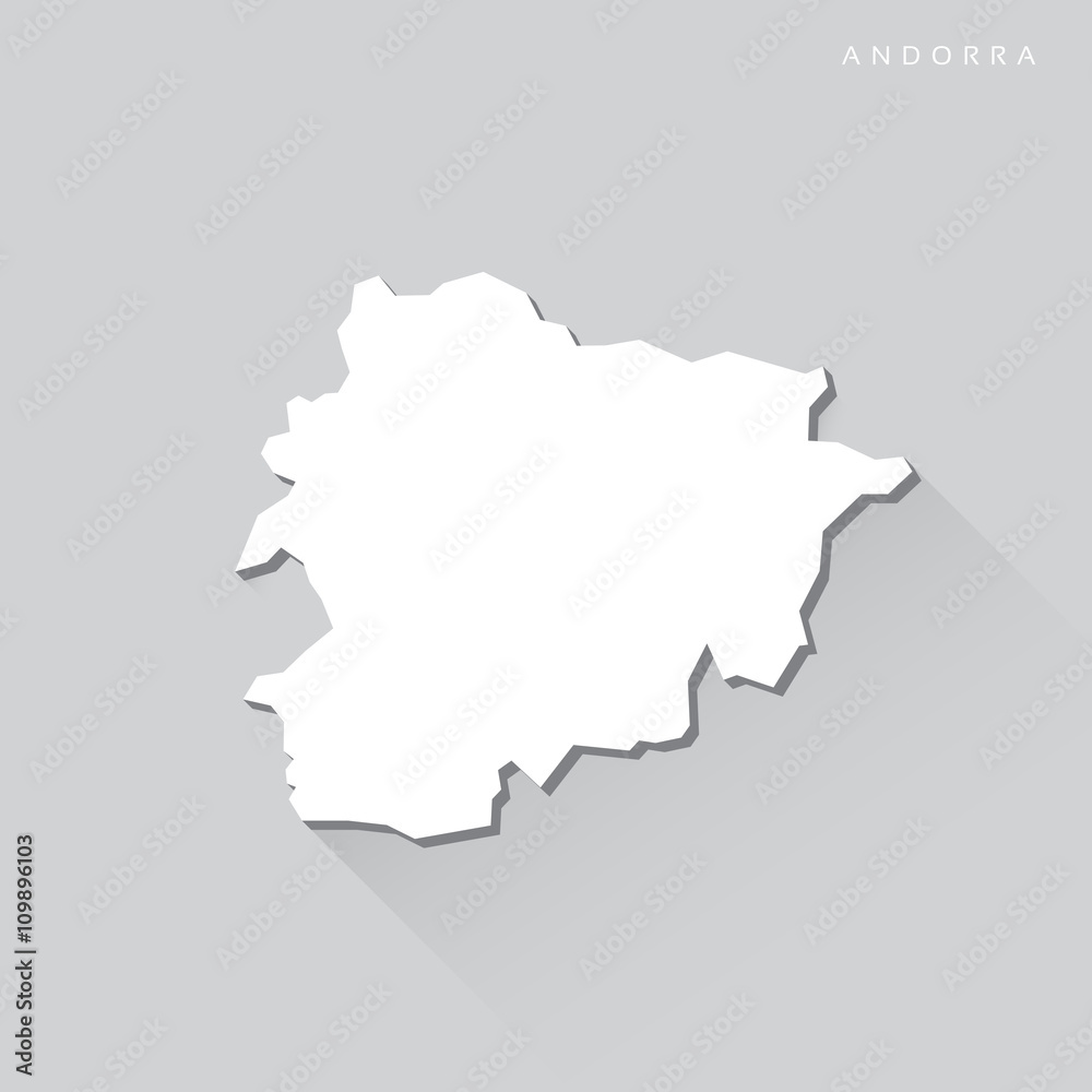 Andorra Long Shadow Vector Map