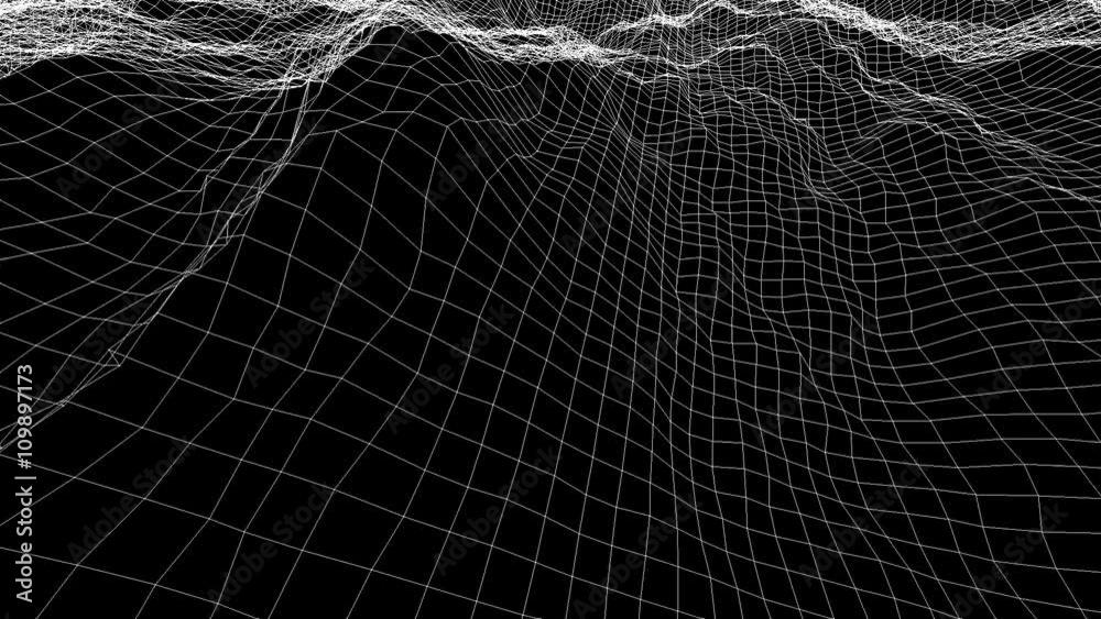 Wireframe Wave Background in Motion. Nice 3D Animation for your Project
