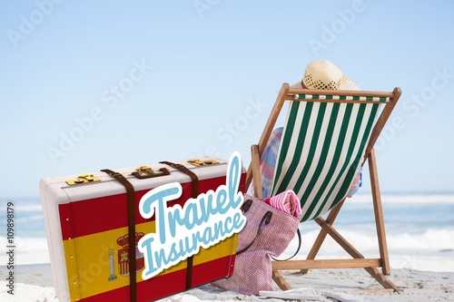 Composite image of travel insurance message on a spanish suitcas © vectorfusionart