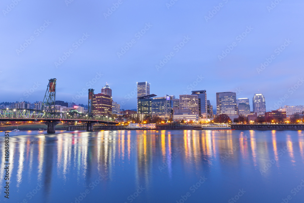 water,cityscape and skyline of portland in blue sky water,cityscape and skyline of portland in blue sky
