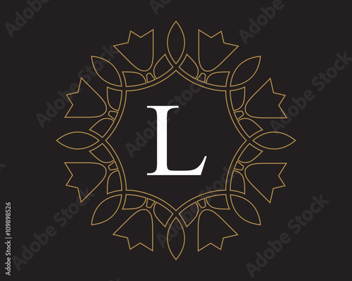 Tableau sur toile L  Monogram Vintage Classic Letter Logo for Luxury  Business