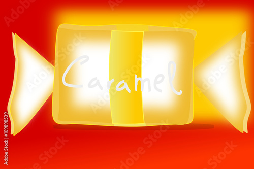 Caramelo de miel sobre fondo rojo.